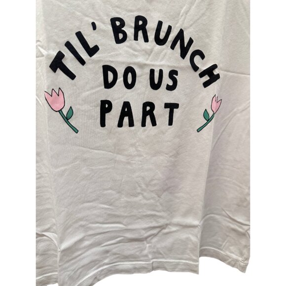 NEW Wildfox Til Brunch Do Us Part White Graphic Short Sleeve Tee - XS - Picture 2 of 3